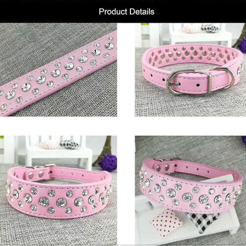 Coleira para Cachorro com Strass, Coleira Fofa e Elegante para Cadelas, Ajustável e Resistente 1