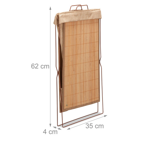 Bamboo Bathroom Essentials Set (2-Piece) – Foldable Laundry Basket & Large Wall Mirror with Shelf 2
