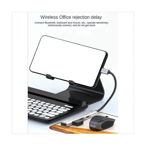 Compatibel met Android-mobiele telefoons, computers, tablets, draagbare PD-laadhub, Type-C USB-C-uitbreidingsdock, grijs. 1