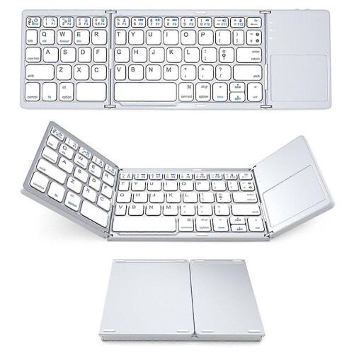 PAVEOS Keyboard and Mouse Bluetooth Keyboard Touchpad Foldable-fold Wireless for White-h 2