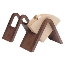 Koffiefilterhouder, houten kegelvormig opbergrek voor koffiepapier, dispenser voor koffiefilterpapier, oranje