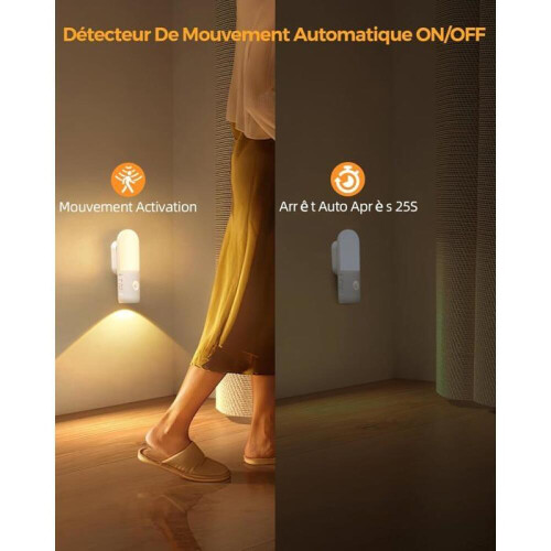 Επαναφορτιζόμενο νυχτερινό φως LED 2000mAh με αισθητήρα κίνησης, εσωτερική χρ 1