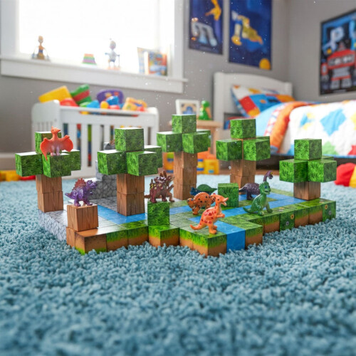 Sada magnetických stavebnic, 142 dílků, figurky dinosaurů 2