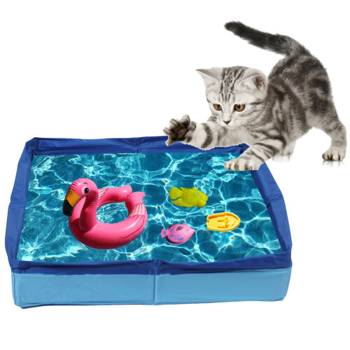 Piscine pliable pour chiens, piscine en plastique pliable-Bleu 2