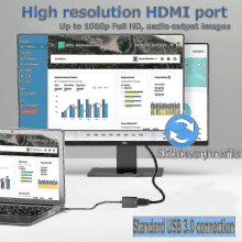 Adaptateur USB vers HDMI, adaptateur audio/vidéo USB 3.0/2.0 vers HDMI, convertisseur de câble vidéo/graphique HD 1080p pour PC, ordina