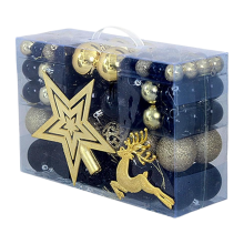 Decorative Christmas Baubles Ornaments Black Gold 102 pcs — shatterproof tree decor, large bauble set