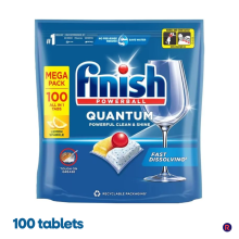 Finish Quantum Infinity Shine Dishwasher Tablets Bulk | Scent: Lemon | Size: 100 Dishwasher Tabs | For Sparkling Clean (Lemon)