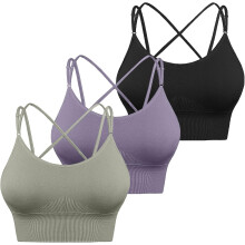 Lot de 3 Brassières de Sport Sans Coutures pour Femme Réglables L — vetement yoga femme, top fitness maintien