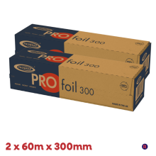 Prowrap Aluminium Kitchen Foil with Cutterbox 60m x 300mm - 2 Pack (2 x 60m)