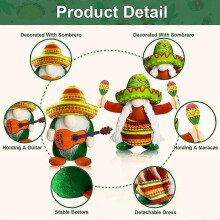 Fiesta Gnome Pluche Decor, Compatibel met Cinco de Mayo Feestartikelen, Sombrero Gitaar Maracas Taco Dinsdag Tomte Kitchen Pinata Tray