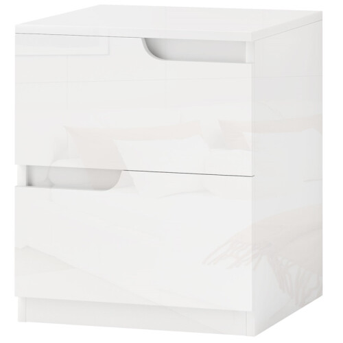 HOMCOM Nachttisch mit Schubladen, modernes weißes Design 1