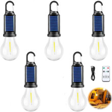Solar Outdoor LED Bulb Warm Light Rechargeable