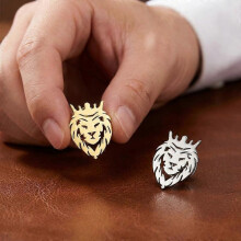 Löwenkrone-Anstecknadel mit Tiermotiv für Damen und Herren, Edelstahl, Anzugkragen-Abzeichen, Schmuck, neues trendiges Geschenk