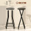 Ensemble de 2 tabourets de bar pliants, structure en acier, double repose-pieds, noir 5