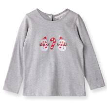 (18-24 Months, Grey) Beebay Snögubbe Helärmad T-shirt Grå