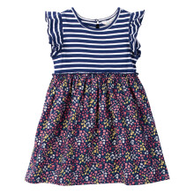 (3 Years, Navy) Beebay MixMedia Jurk met Ruchesmouwen Marineblauw