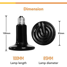 100W Reptile Heat Lamp Glass Container Ceramic E27 Heat Lamp Animal Reptile Turtle