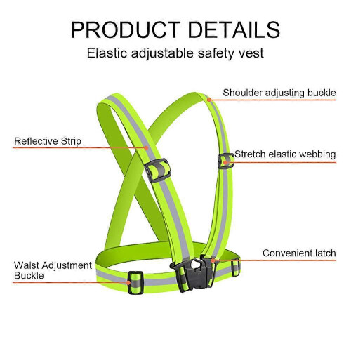 Reflective Running Vest, 2-Piece Elastic Adjustable Reflective Vest with 4 High Visibility Reflective Belts 2