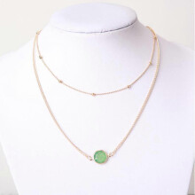 Fashion Women's Men's Double Layer Natural Stone Pendant Necklace