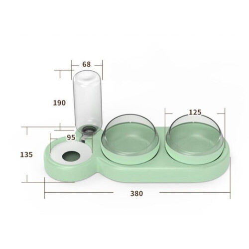 2-i-1 mat- og vanndispenser for katter og hunder, rosa 1