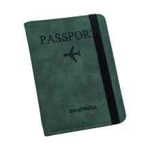 RFID Blocking Passport Holder Green Travel Wallet with