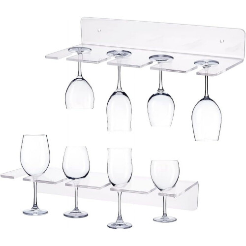 Acrylic Wine Glass Holder Wall Mounted 2 Pack