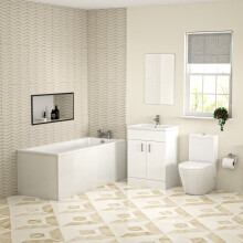Bathroom Suite Square 1600mm Bathtub With 600mm Freestanding Vanity and Close Coupled Toilet