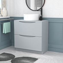 800mm Matte Grey Freestanding Vanity With Worktop and 420mm Round Basin