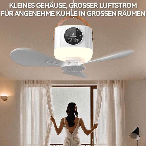 Ανεμιστήρας κάμπινγκ με φως LED, μπαταρία 7200mAh, επαναφορτιζόμενη USB-C, κρεμα 2