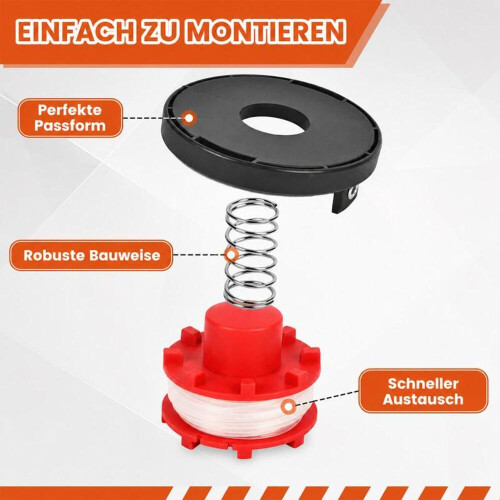 Σετ 4+1+1 καρούλι & καπάκι συμβατό με Einhell CE-CT36/30 3405096, νάιλον πετονιά 2,0 mm x 8 2