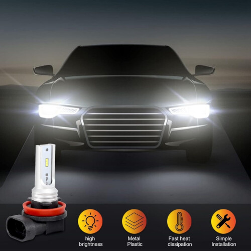 9005 LED Headlight Bulbs 2 Pack, 72W 6000K White, Error Free Decoder, Direct Replacement, High Brightness Fog 2