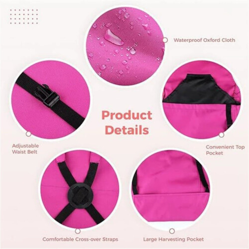 Versatile Fruit Picking Apron, PVC Crossover Back Gardening Apron with Large Capacity Pockets, Durable and Com 2