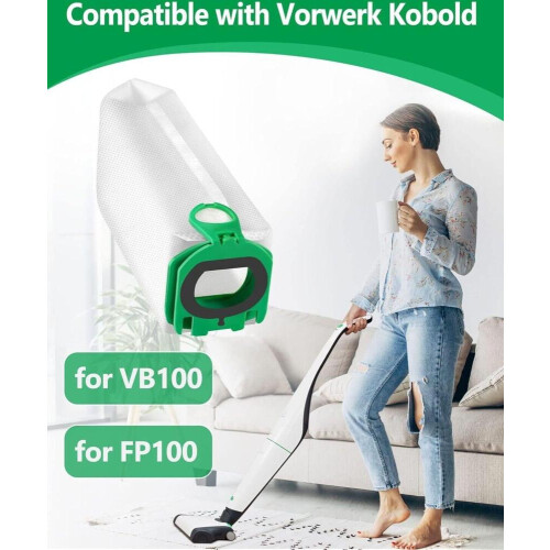 12 σακούλες ηλεκτρικής σκούπας συμβατές με Vorwerk Kobold VB100 FP100 VB 100 FP 100, σακούλες 1