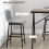 Table de bar industrielle avec tabourets de bar gris capitonné 7