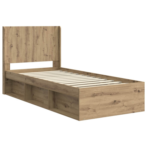 VidaXL vidaXL Bed Frame with Storage and Headboard Artisan Oak 75 x 190 cm 2