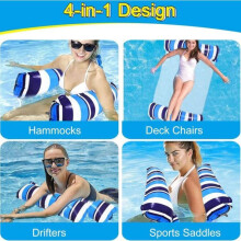 Lot de 2 matelas gonflables de piscine 4 en 1 – PVC haute qualité – Capacité 150 kg – Flotteur, hamac, chaise longue