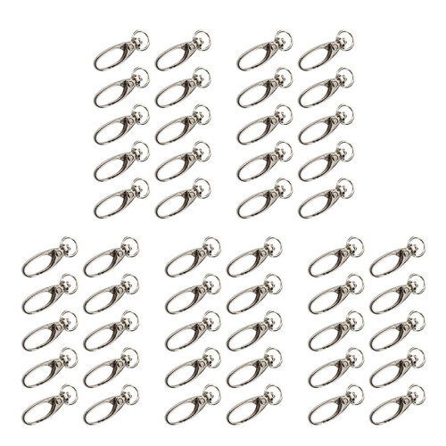 50 Pcs D Swivel Trigger Clips Hooks Metal Key Ring Lobster Clasps
