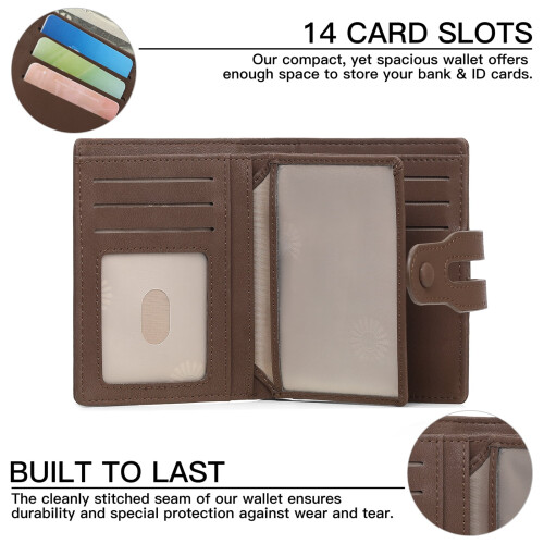Men's Leather Bifold Wallet with RFID Blocking and Zipper 2