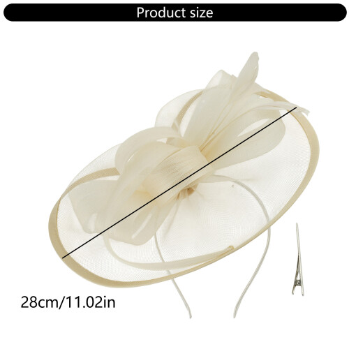 Feather Headpiece Breathable Fascinator Hat With-Champagne 1