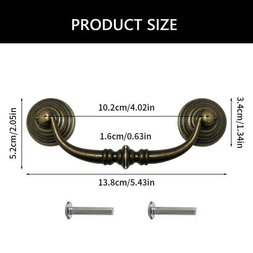 4Pieces Sturdy Antique Styles Drop Bail Pulls Hole Center 2