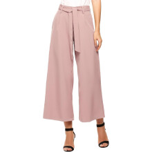 Damenhose Weit mit Gürtel Palazzo Elegant Luftig Pink — sommerhose damen, culotte high waist, business stoffhose
