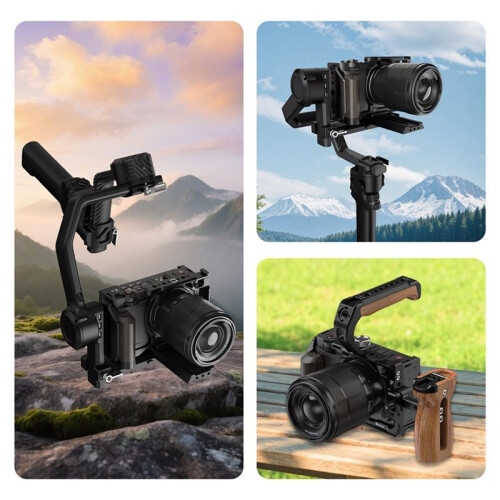 PULUZ Camera Cage Stabilizer Rig for  ZR Wood Handle Metal Camera Cage Protective Frame with Screw Hole Locating Interface 2