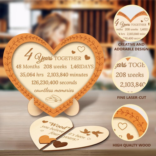 Heart-Shaped Wedding Commemorative Card – 4th Anniversary 2