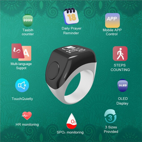 Heart Rate Monitor, Blood Oxygen Level, Pedometer, Finger-Worn Multi-Function Counter with  White 1