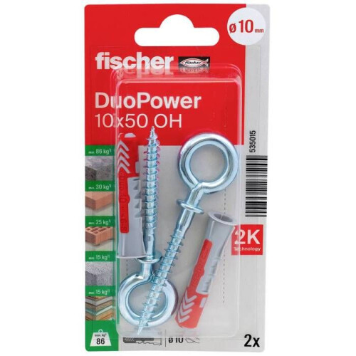 Fischer Incastro universale DUOPOWER 10x50 mm con occhio, 2 pezzi. 1