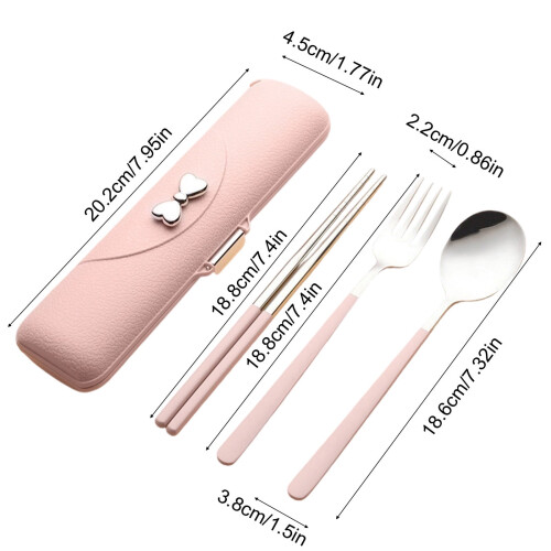 Bowknot Utensil Set Reusable Chopsticks Spoon Fork 3-Piece 2