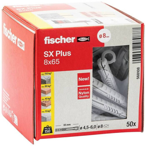 Fischer Fischer 568108 SX Plus Expansieplug 65 mm 8 mm 50 stuks 2