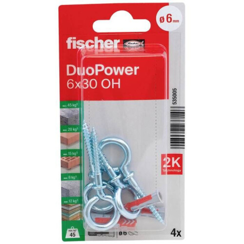 Fischer Cheville universale DUOPOWER 6x30 mm con occhiello, 4 pezzi. 1