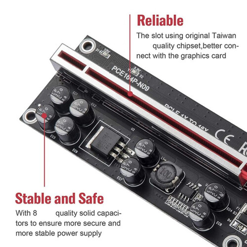 PCI-E Extender to PCI-E 16X Interface with  6Pin Power 2