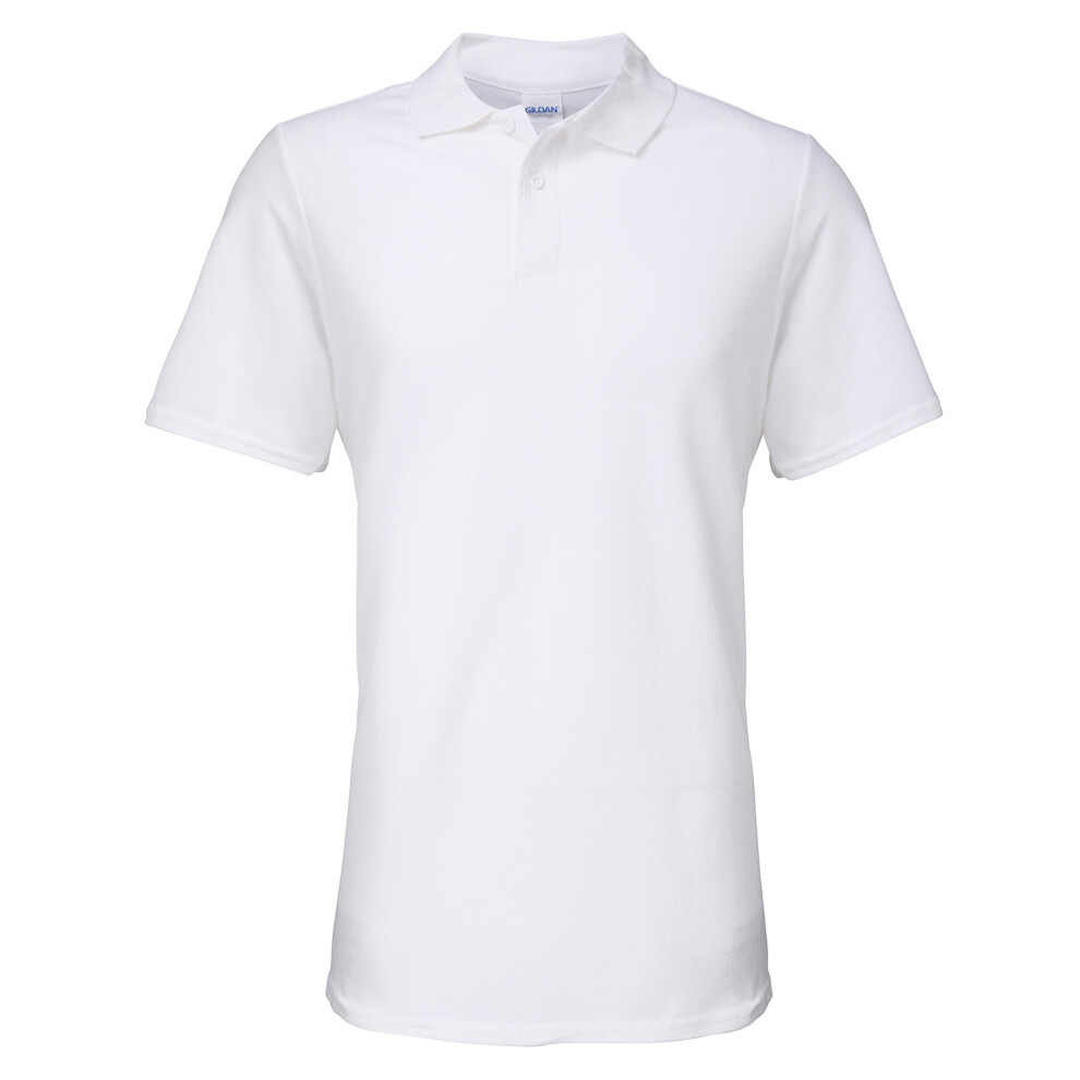 Gildan (S, White) Unisex Adult Double Piqué Soft Touch Polo Shirt